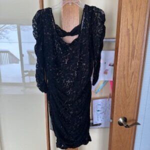 Formal Black Lace and Cheetah Print Dress